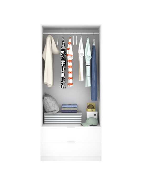 Armario vestidor dormitorio ESSEN DEKIT 2 puertas 2 cajones 80 blanco