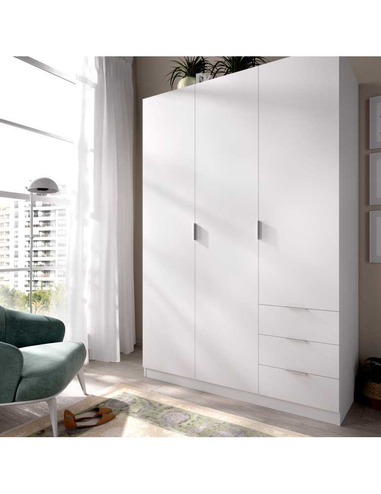 Armario vestidor dormitorio ESSEN DEKIT 3 puertas 3 cajones blanco