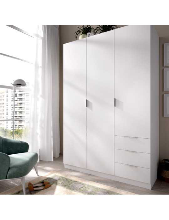 Armario vestidor dormitorio ESSEN DEKIT 3 puertas 3 cajones blanco