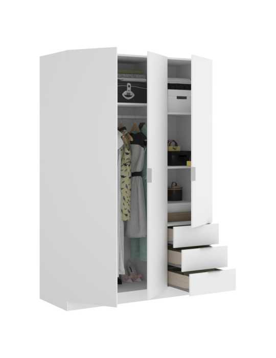 Armario vestidor dormitorio ESSEN DEKIT 3 puertas 3 cajones blanco
