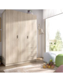 Armario vestidor dormitorio ESSEN DEKIT 3 puertas 3 cajones natural