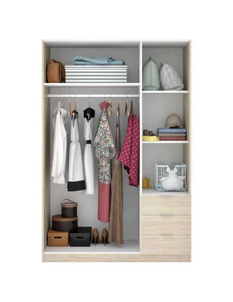 Armario vestidor dormitorio ESSEN DEKIT 3 puertas 3 cajones natural
