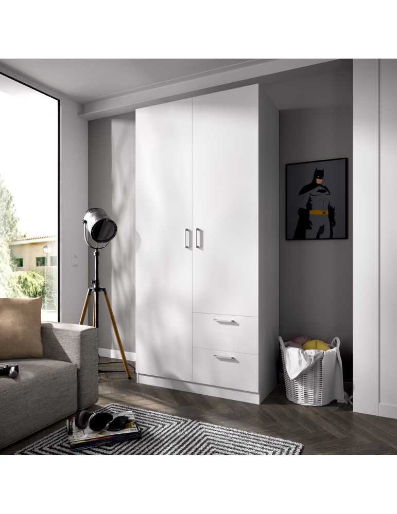 Armario vestidor dormitorio MAXI DEKIT 2 puertas y 2 cajones blanco