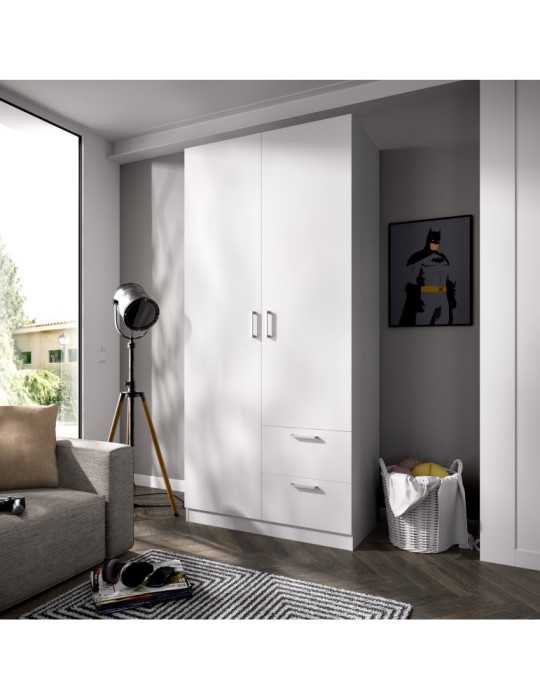 Armario vestidor dormitorio MAXI DEKIT 2 puertas y 2 cajones blanco