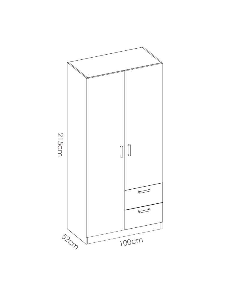 Armario vestidor dormitorio MAXI DEKIT 2 puertas y 2 cajones blanco