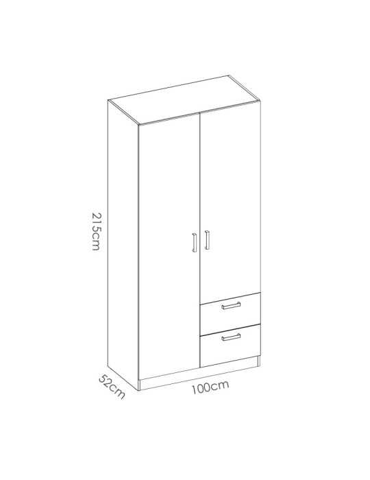 Armario vestidor dormitorio MAXI DEKIT 2 puertas y 2 cajones blanco