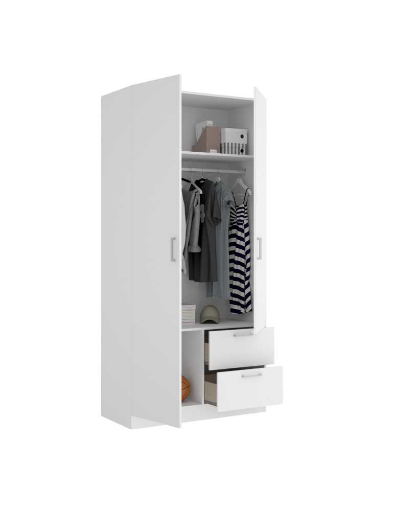Armario vestidor dormitorio MAXI DEKIT 2 puertas y 2 cajones blanco