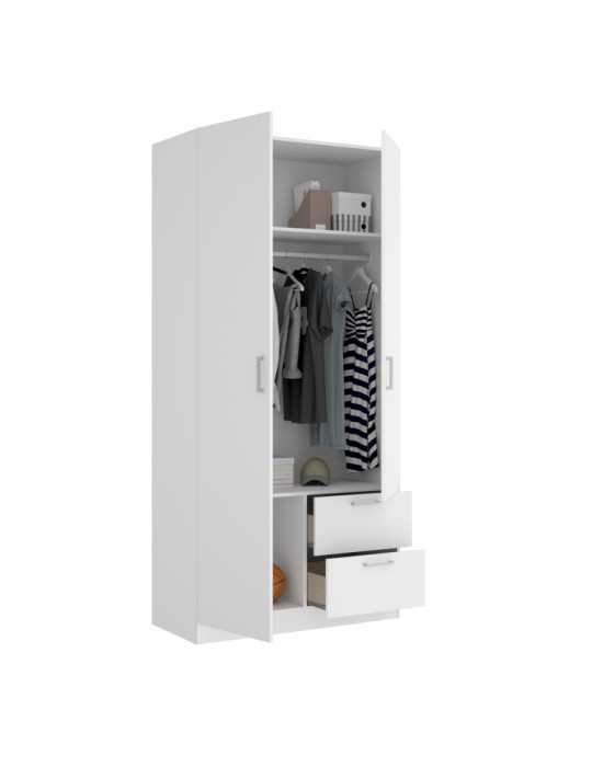 Armario vestidor dormitorio MAXI DEKIT 2 puertas y 2 cajones blanco