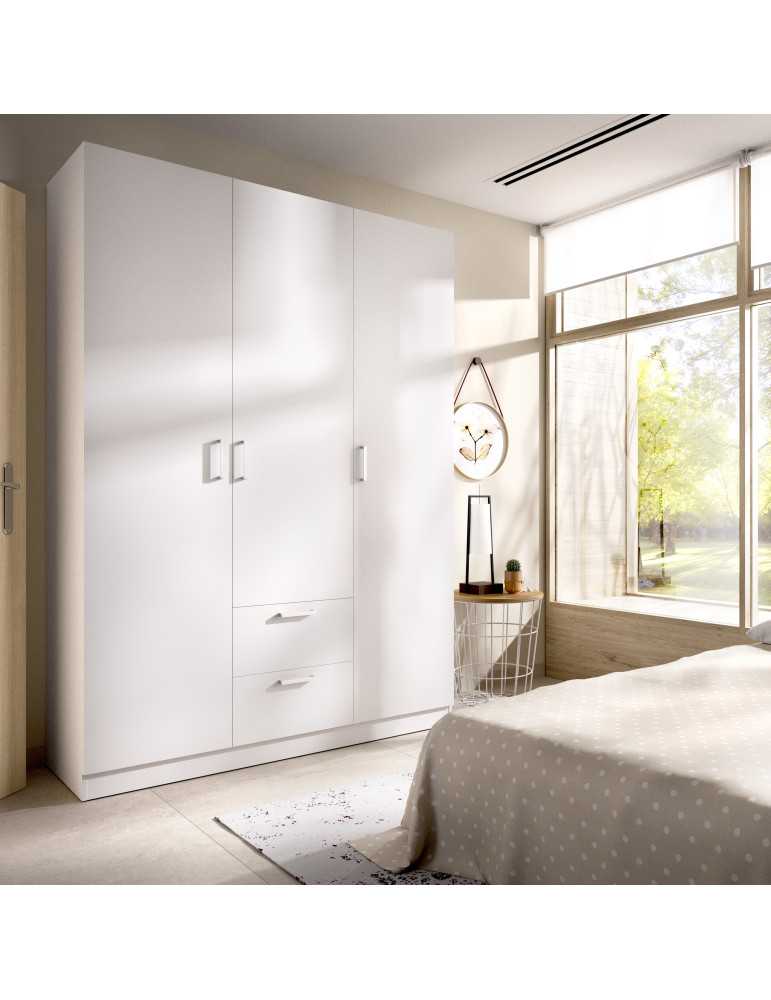 Armario vestidor dormitorio MAXI DEKIT 3 puertas y 2 cajones blanco