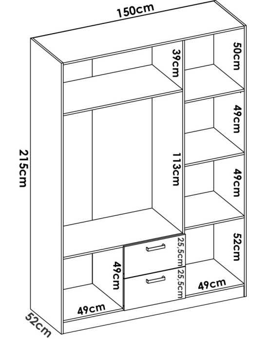 Armario vestidor dormitorio MAXI DEKIT 3 puertas y 2 cajones blanco