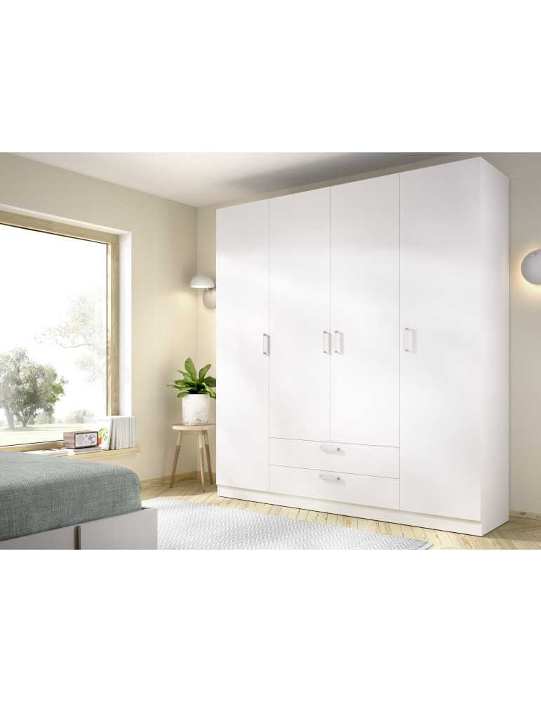 Armario vestidor dormitorio MAXI DEKIT 4 puertas + 2 cajones blanco