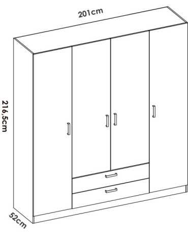 Armario vestidor dormitorio MAXI DEKIT 4 puertas + 2 cajones blanco 2