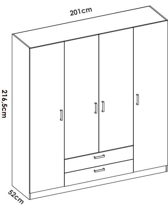 Armario vestidor dormitorio MAXI DEKIT 4 puertas + 2 cajones blanco