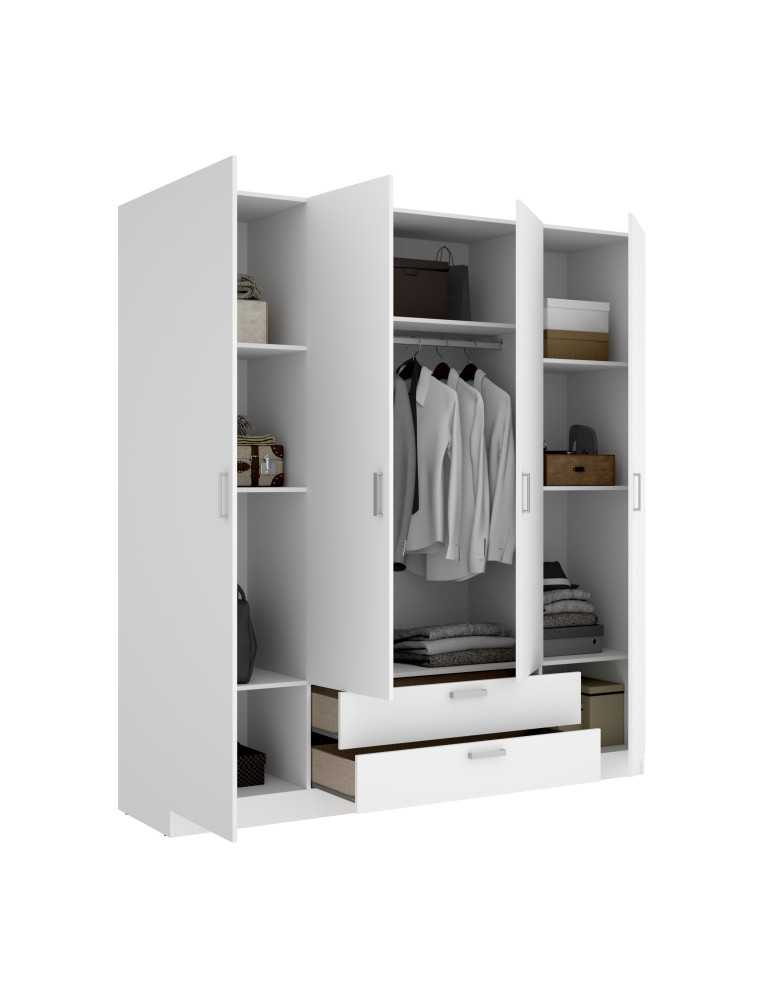 Armario vestidor dormitorio MAXI DEKIT 4 puertas + 2 cajones blanco