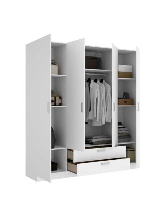 Armario vestidor dormitorio MAXI DEKIT 4 puertas + 2 cajones blanco