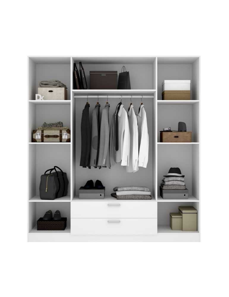 Armario vestidor dormitorio MAXI DEKIT 4 puertas + 2 cajones blanco