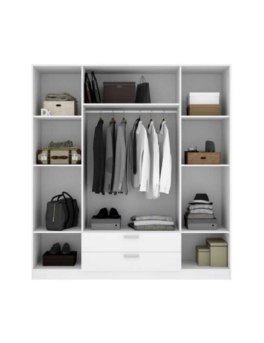 Armario vestidor dormitorio MAXI DEKIT 4 puertas + 2 cajones blanco