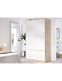 Armario vestidor dormitorio DEKIT 2 puertas corredera + 4 cajones natural/blanco