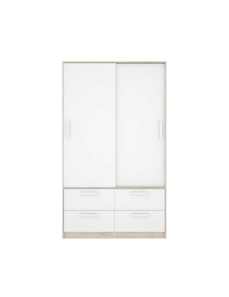 Armario vestidor dormitorio DEKIT 2 puertas corredera + 4 cajones natural/blanco