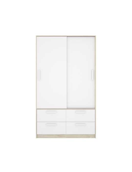 Armario vestidor dormitorio DEKIT 2 puertas corredera + 4 cajones natural/blanco