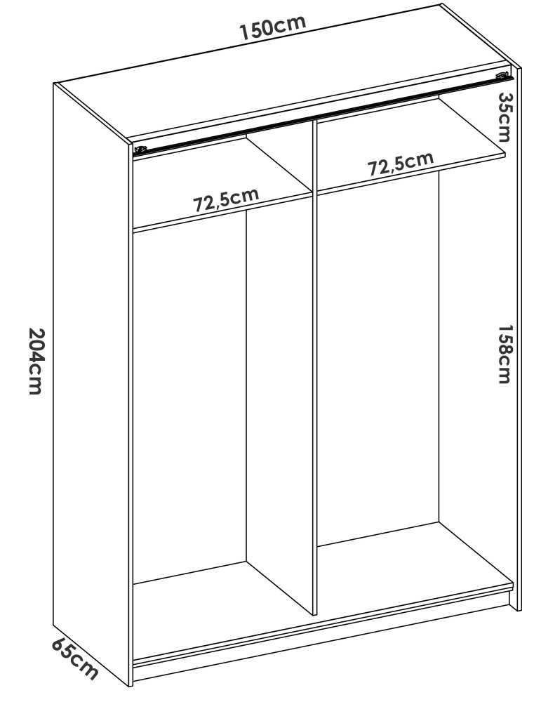 Armario vestidor dormitorio SLIDE DEKIT 2 puertas corredera 150 b. brillo