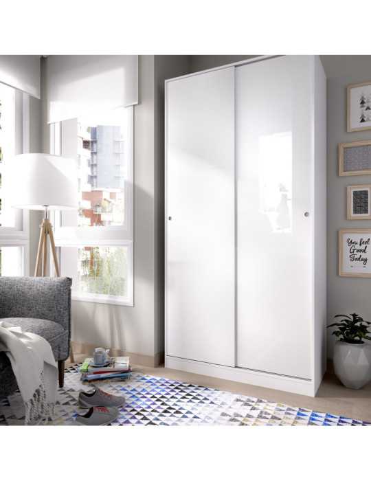 Armario vestidor dormitorio SLIDE DEKIT 2 puertas corredera plus 100 b. brillo