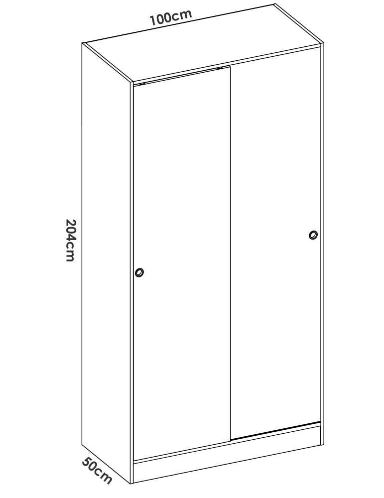 Armario vestidor dormitorio SLIDE DEKIT 2 puertas corredera plus 100 b. brillo