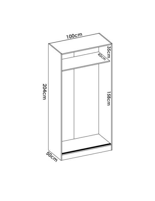 Armario vestidor dormitorio SLIDE DEKIT 2 puertas corredera plus 100 b. brillo