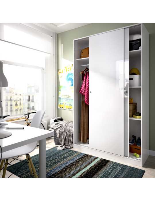 Armario vestidor dormitorio SLIDE DEKIT 2 puertas corredera plus 120 b. brillo