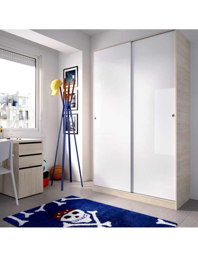 Armario vestidor dormitorio SLIDE DEKIT 2 puertas corredera plus 120 natural / b. brillo