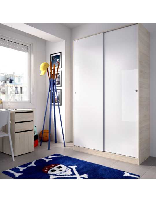Armario vestidor dormitorio SLIDE DEKIT 2 puertas corredera plus 120 natural / b. brillo
