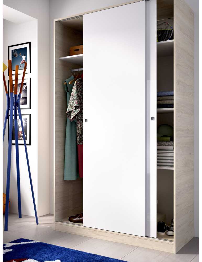 Armario vestidor dormitorio SLIDE DEKIT 2 puertas corredera plus 120 natural / b. brillo