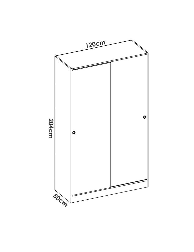 Armario vestidor dormitorio SLIDE DEKIT 2 puertas corredera plus 120 natural / b. brillo