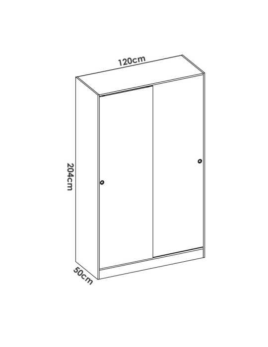 Armario vestidor dormitorio SLIDE DEKIT 2 puertas corredera plus 120 natural / b. brillo
