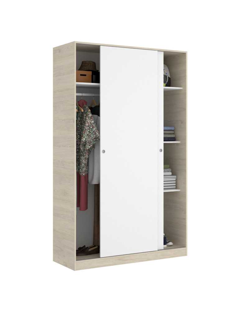 Armario vestidor dormitorio SLIDE DEKIT 2 puertas corredera plus 120 natural / b. brillo