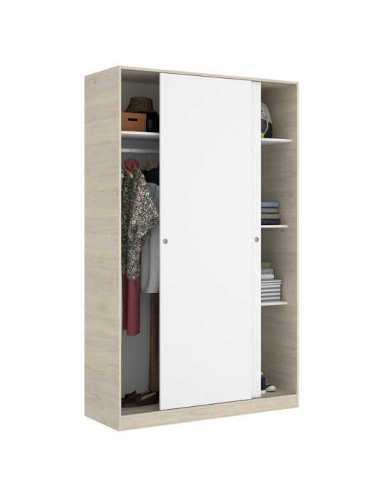 Armario vestidor dormitorio SLIDE DEKIT 2 puertas corredera plus 120 natural / b. brillo