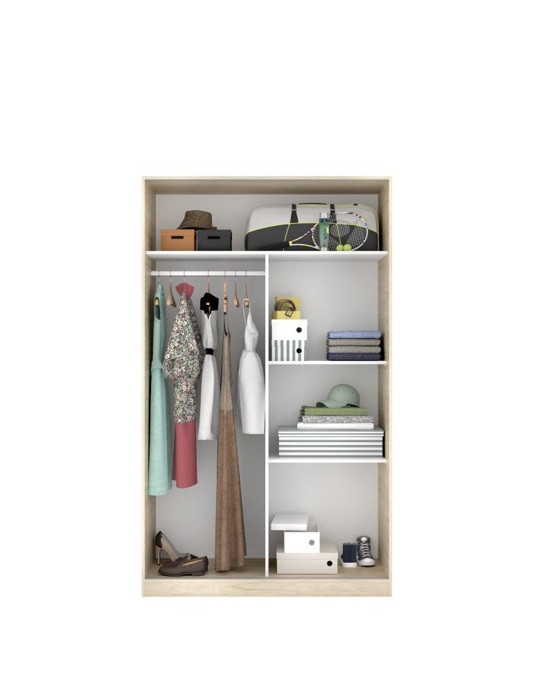 Armario vestidor dormitorio SLIDE DEKIT 2 puertas corredera plus 120 natural / b. brillo