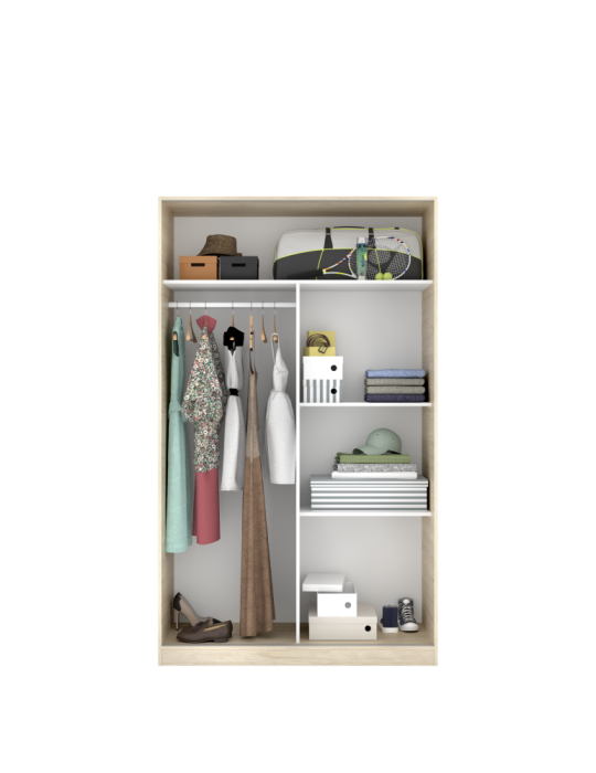 Armario vestidor dormitorio SLIDE DEKIT 2 puertas corredera plus 120 natural / b. brillo