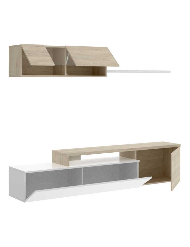Mueble para salon ELLE DEKIT TV compacto b. brillo / natural