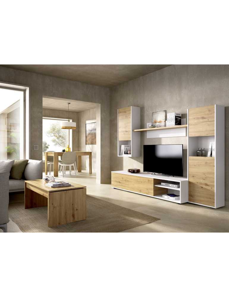 Mueble para salon LUKA DEKIT TV modular blanco/nordic