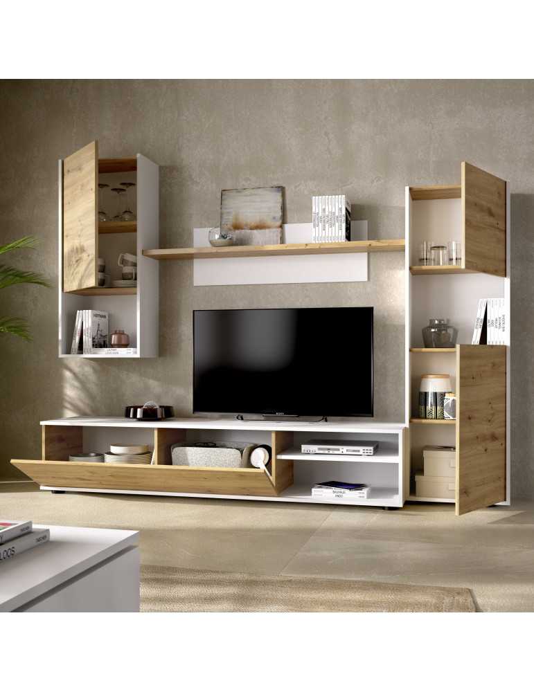 Mueble para salon LUKA DEKIT TV modular blanco/nordic