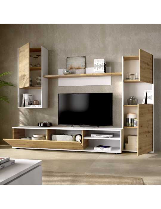Mueble para salon LUKA DEKIT TV modular blanco/nordic