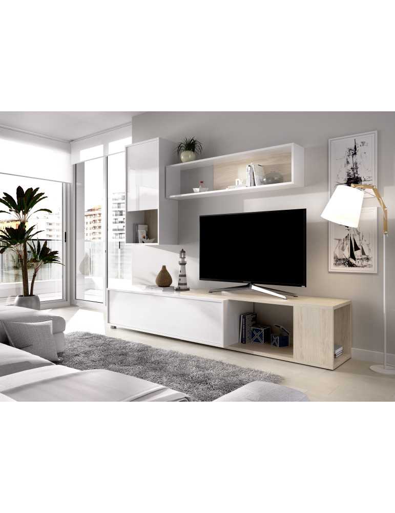 Mueble para salon OBI DEKIT TV flexible b.brillo / natural