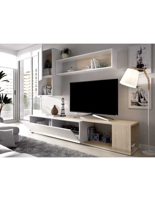 Mueble para salon OBI DEKIT TV flexible b.brillo / natural
