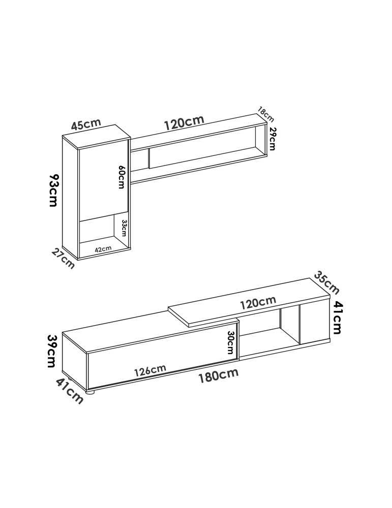 Mueble para salon OBI DEKIT TV flexible b.brillo / natural