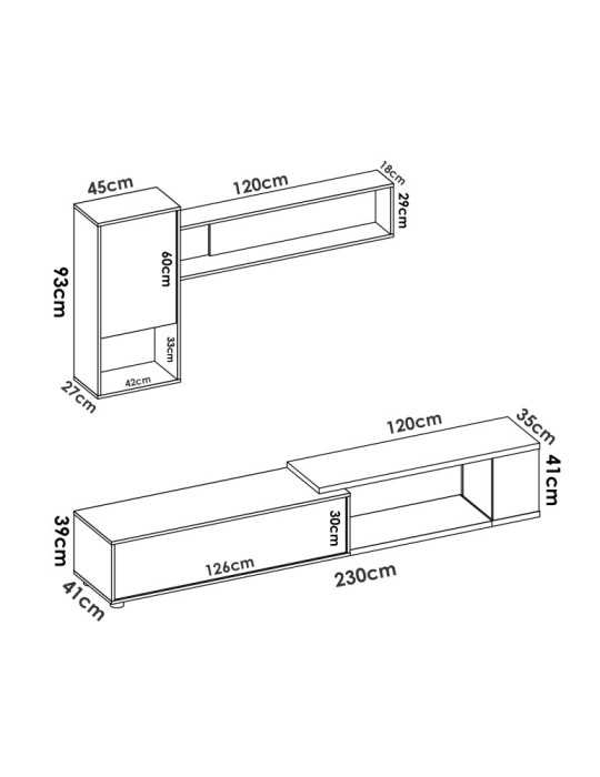 Mueble para salon OBI DEKIT TV flexible b.brillo / natural