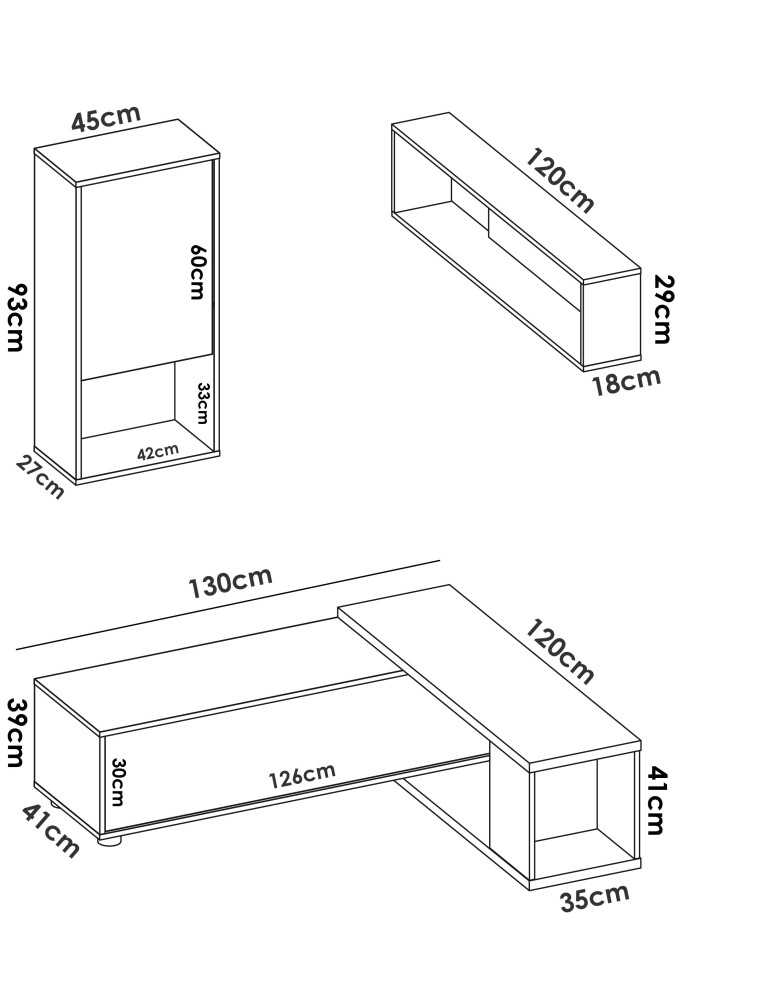 Mueble para salon OBI DEKIT TV flexible b.brillo / natural