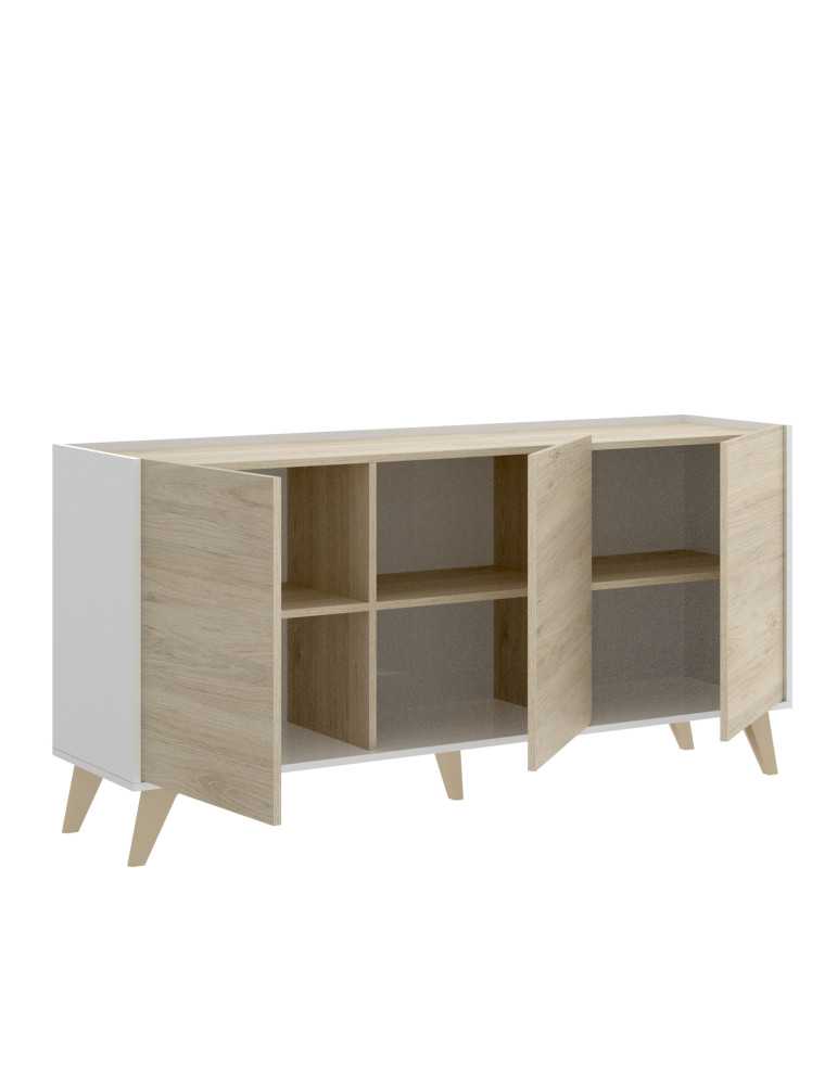 Aparador para comedor NESS DEKIT 3 puertas blanco / natural
