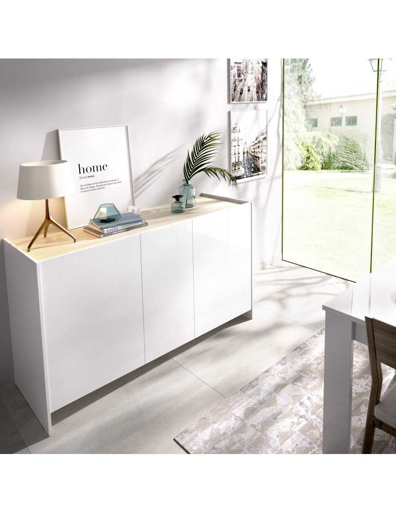 Aparador para comedor KLOE DEKIT 5 puertas blanco / natural