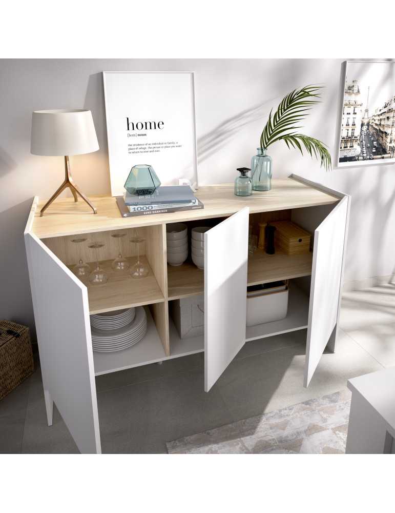 Aparador para comedor KLOE DEKIT 5 puertas blanco / natural